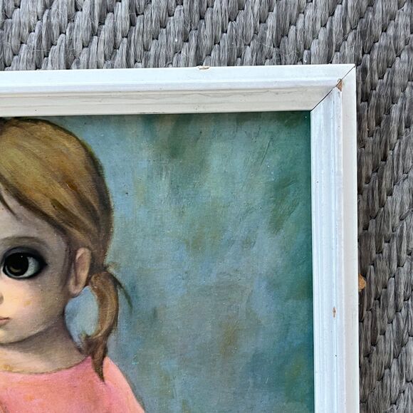 Vintage Margaret Keane 1963 Big Eye Framed Textured Print Ballerina Class kitsch - Picture 8 of 15